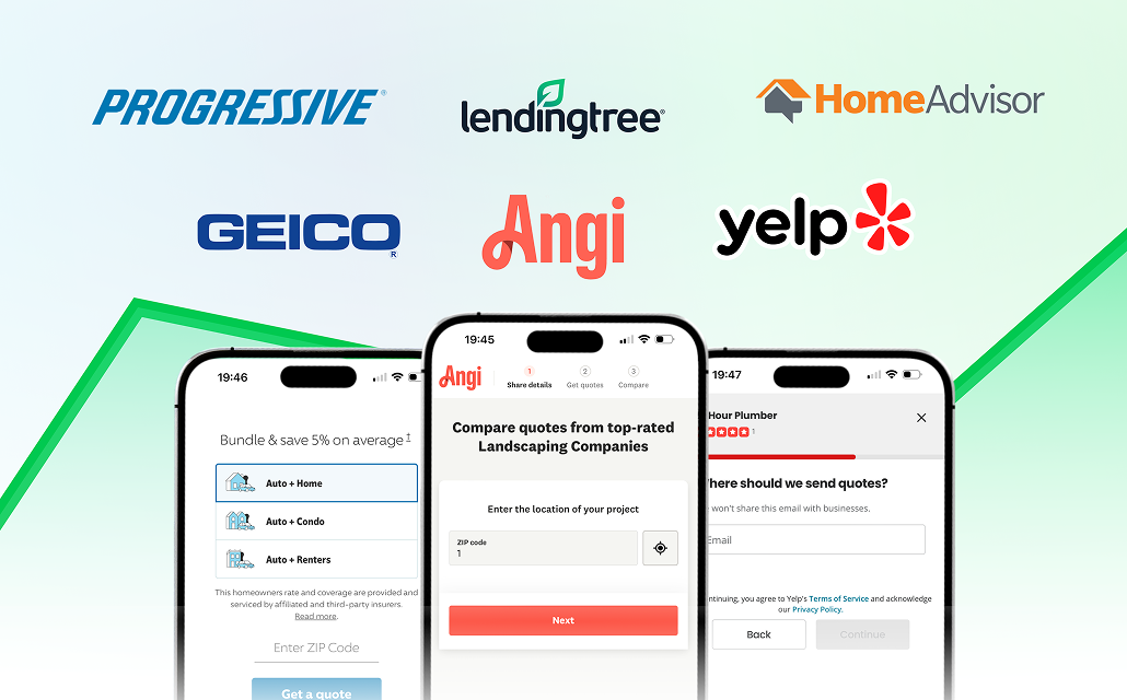 How big brends like Angie, LendingTree, Progressive Qualify Lead using Forms