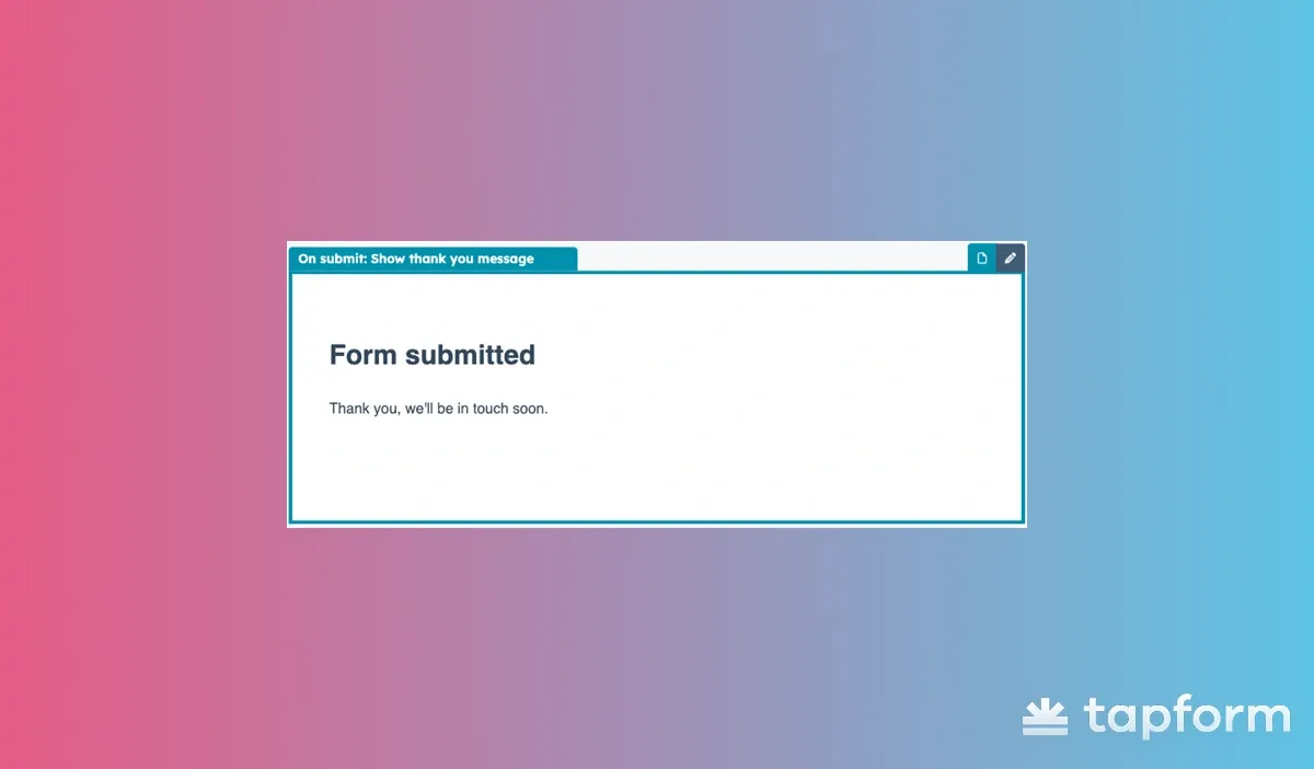 submitted form in hubspot