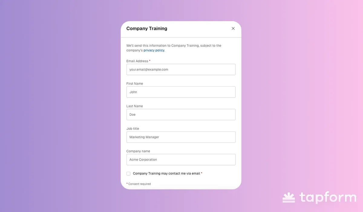 linkedin lead capture form